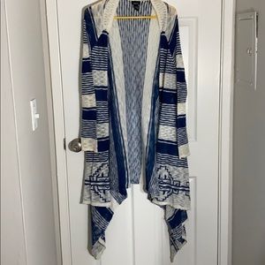 Duster-length cardigan